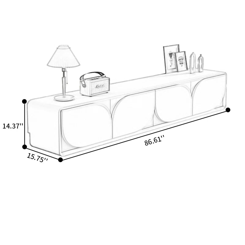 Luxury American Walnut Wood TV Cabinet with Modern Minimalist Design – Imported Media Console Unit | Contemporary TV Cabinet with Black Curved Doors | Media Console for Elegant Living Rooms