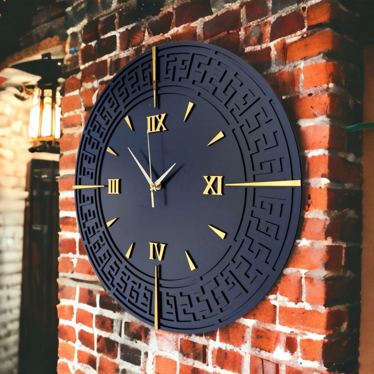 Luxury Deep Iris and Gold Roman Numeral Wall Clock - Modern Decorative Clock for Home and Office | Elegant Wall Clock with Intricate Pattern Design