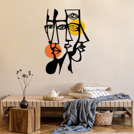 (Exclusive) - Colourful Pablo Picasso Modern Abstract Metal Wall Art with Vibrant Geometric Design for Living Room Decor