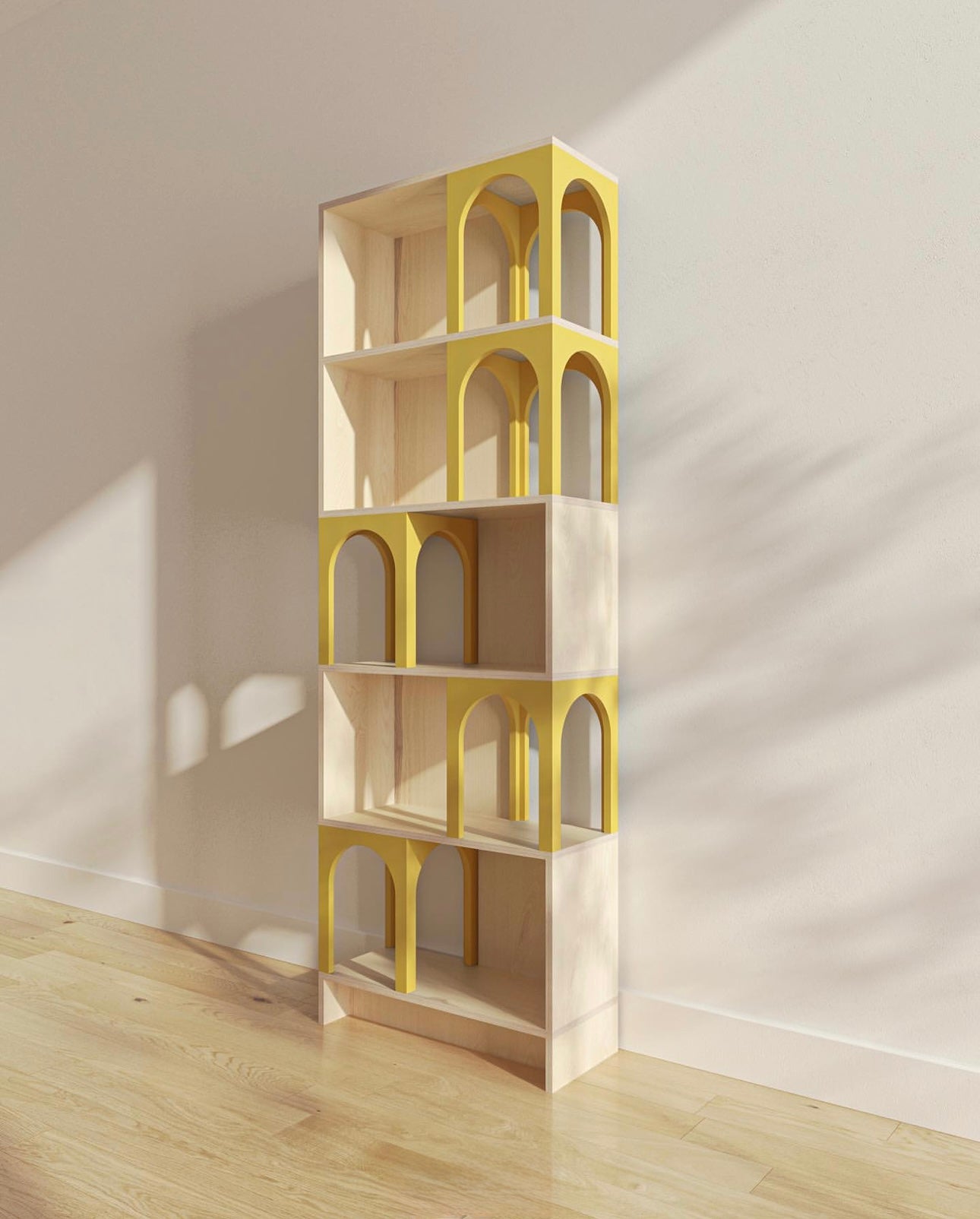 Stylish wooden bookshelf with open back design – ideal for books, decor, or plants