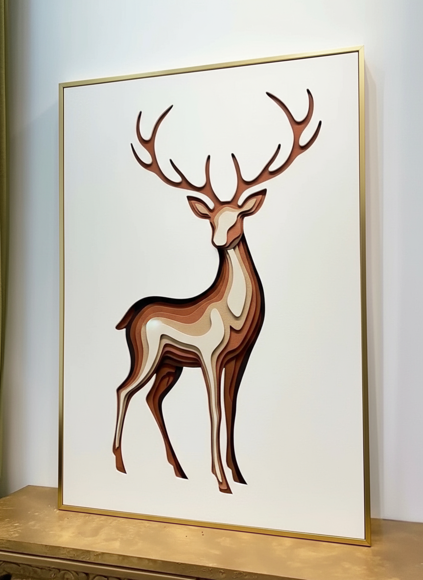 Handmade 3D Elephant Wall Art | Layered Abstract Wooden Painting | Luxury Wall Décor for Living Room & Hallway