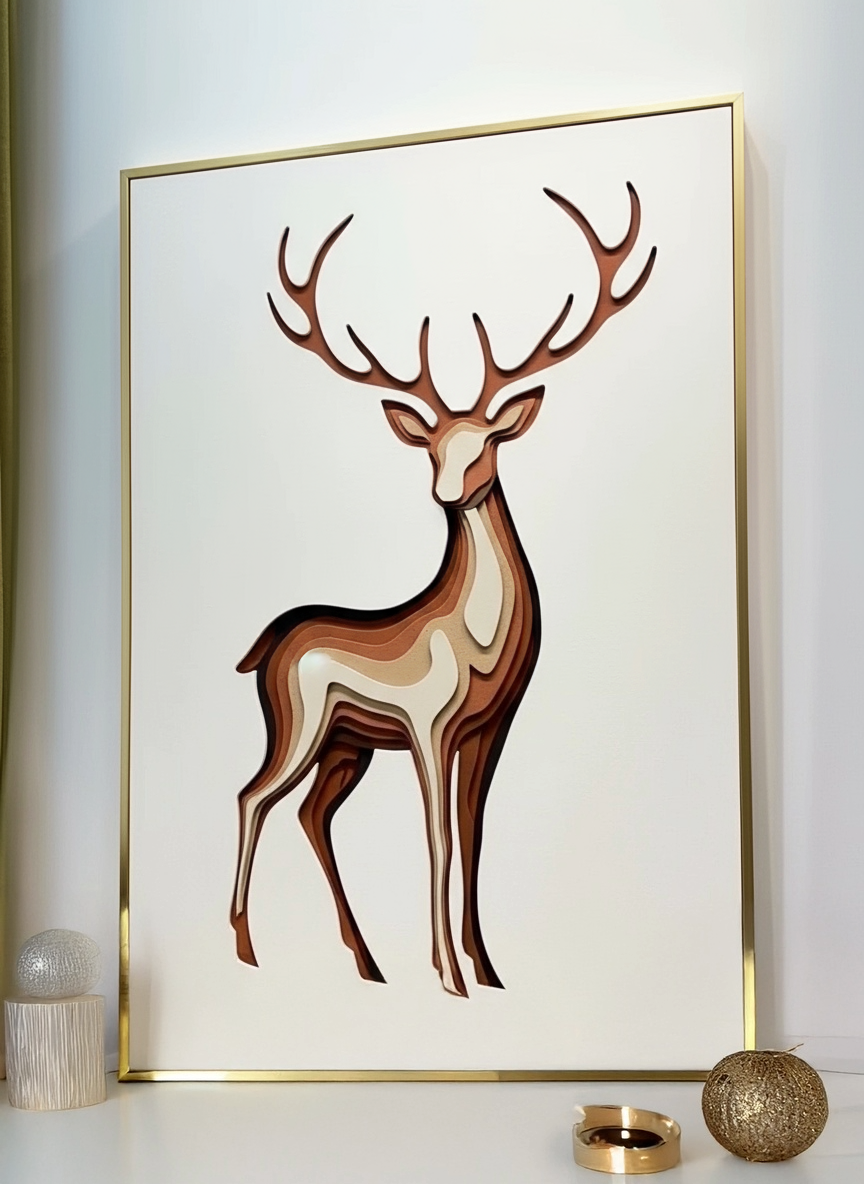 Handmade 3D Elephant Wall Art | Layered Abstract Wooden Painting | Luxury Wall Décor for Living Room & Hallway