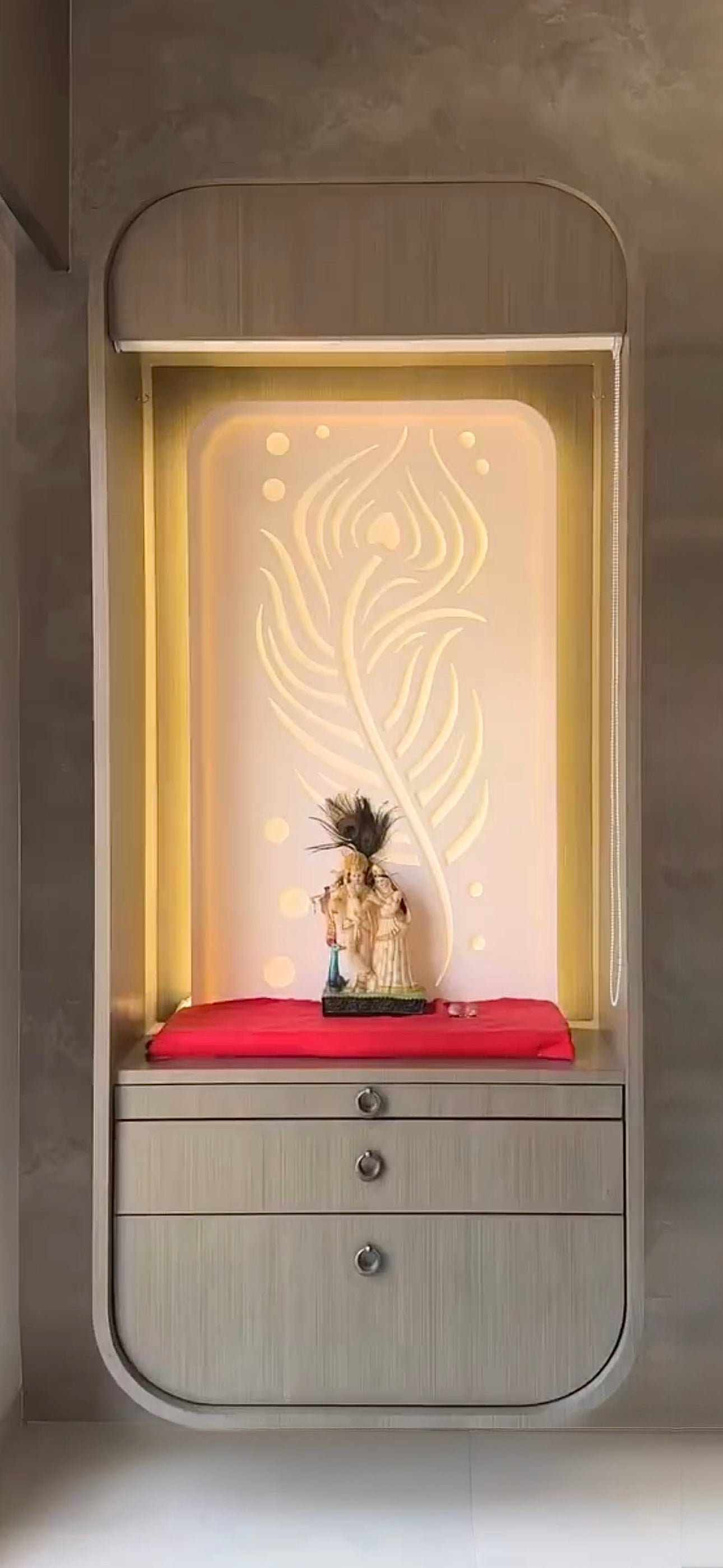 Compact and Contemporary Pooja Mandir for Living Room or Apartment Spaces