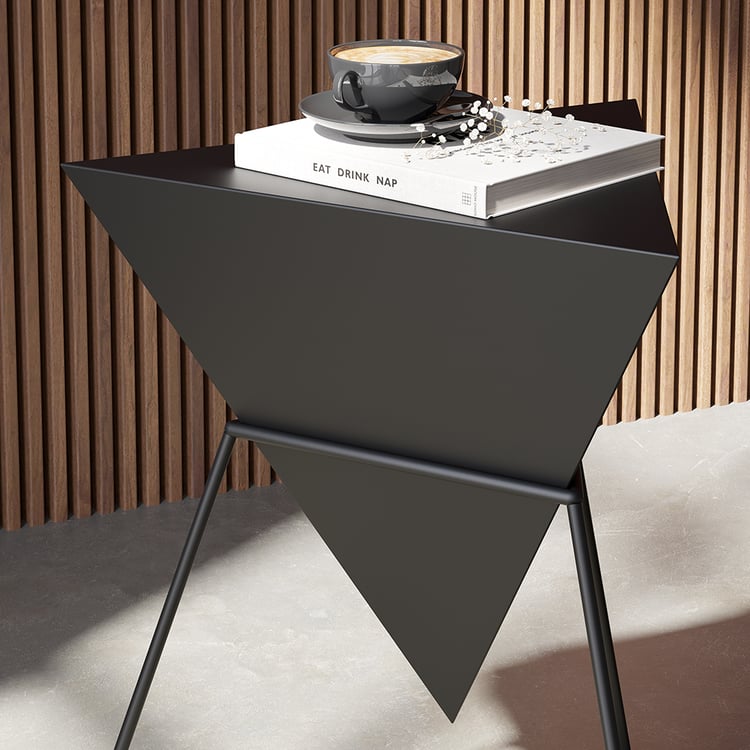 Modern Geometric Black Side Table – Minimalist Metal Accent Furniture