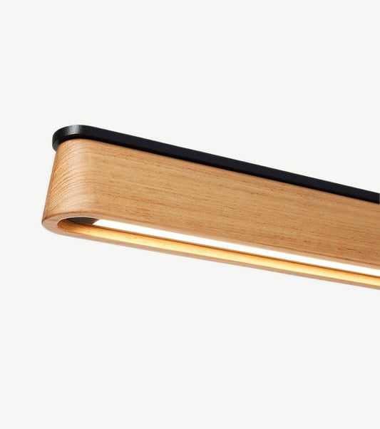Contemporary ceiling-mounted wooden bar lamp with energy-efficient LED lighting