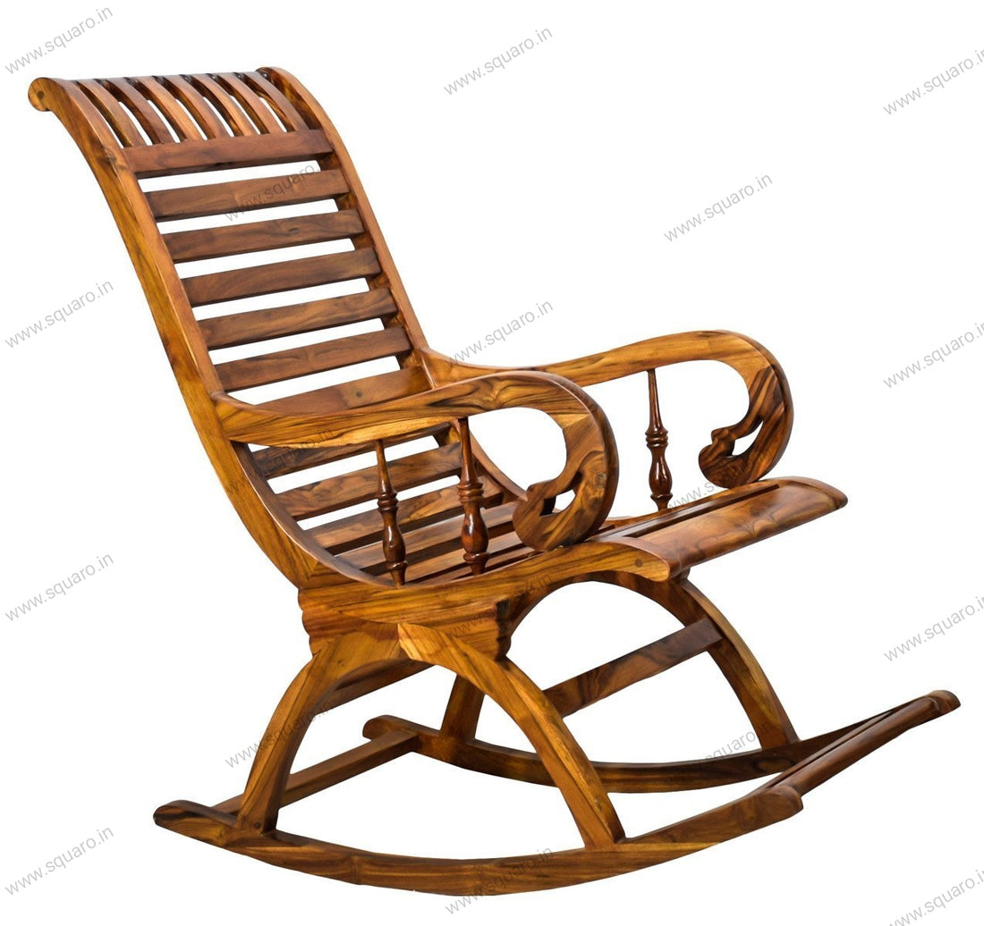 Sheesham Wooden Rocking Chair Wooden Rolling Chair | Wooden Easy Relax ...