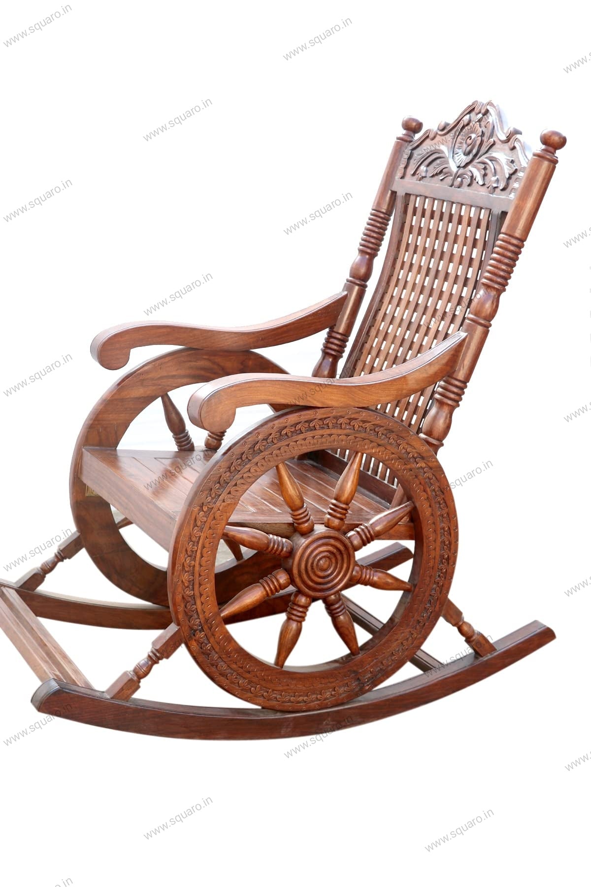 Sheesham Handcrafted Wooden Rocking Chair Wooden armrest Chair with Back Support for Living Room