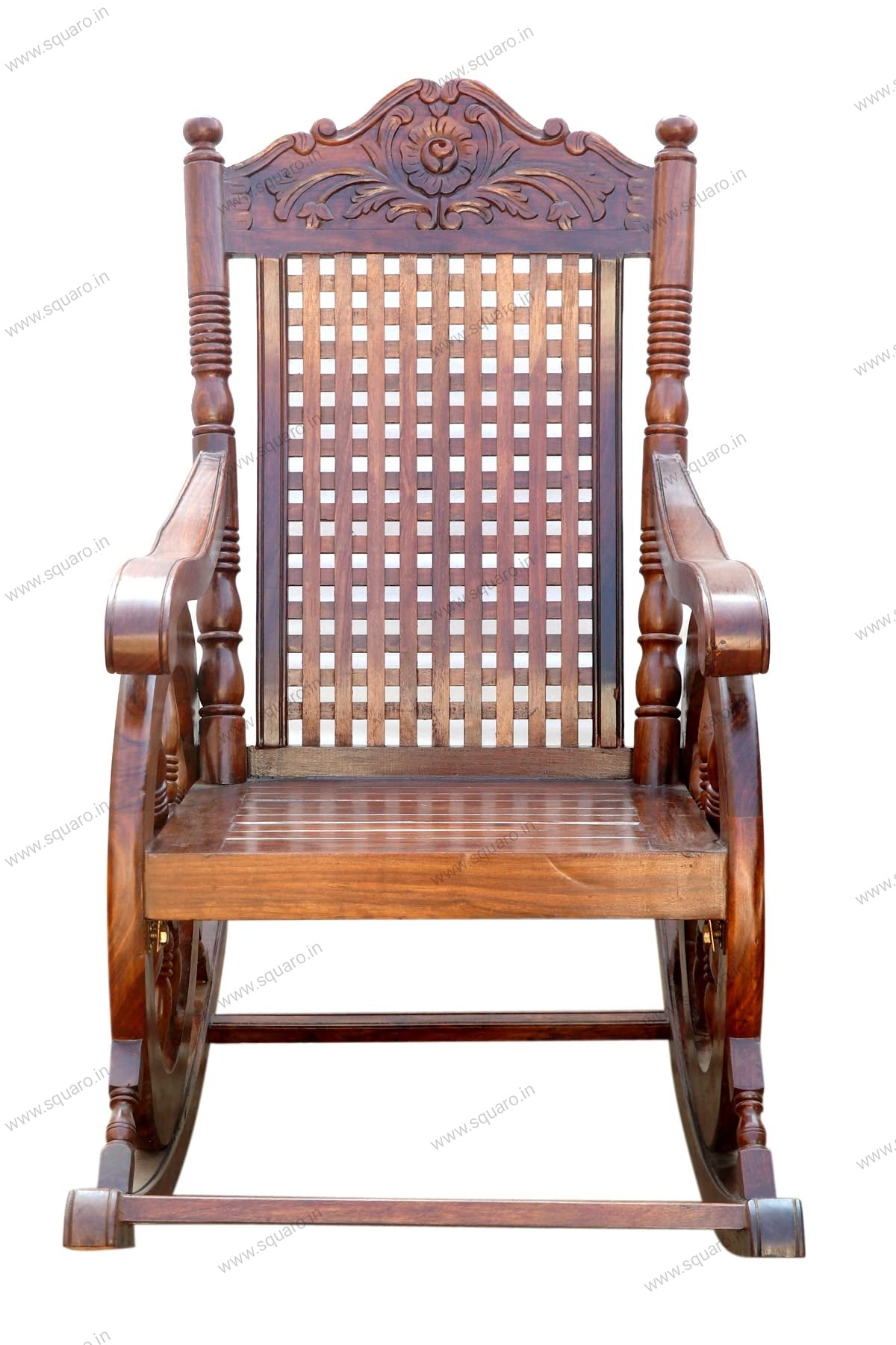 Sheesham Handcrafted Wooden Rocking Chair Wooden armrest Chair with Back Support for Living Room