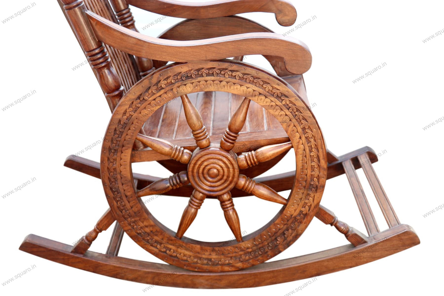 Sheesham Handcrafted Wooden Rocking Chair Wooden armrest Chair with Back Support for Living Room