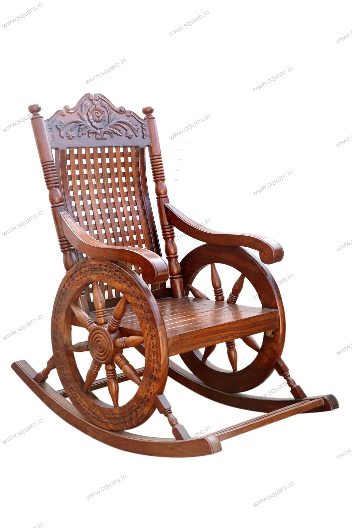 Sheesham Handcrafted Wooden Rocking Chair Wooden armrest Chair with Back Support for Living Room