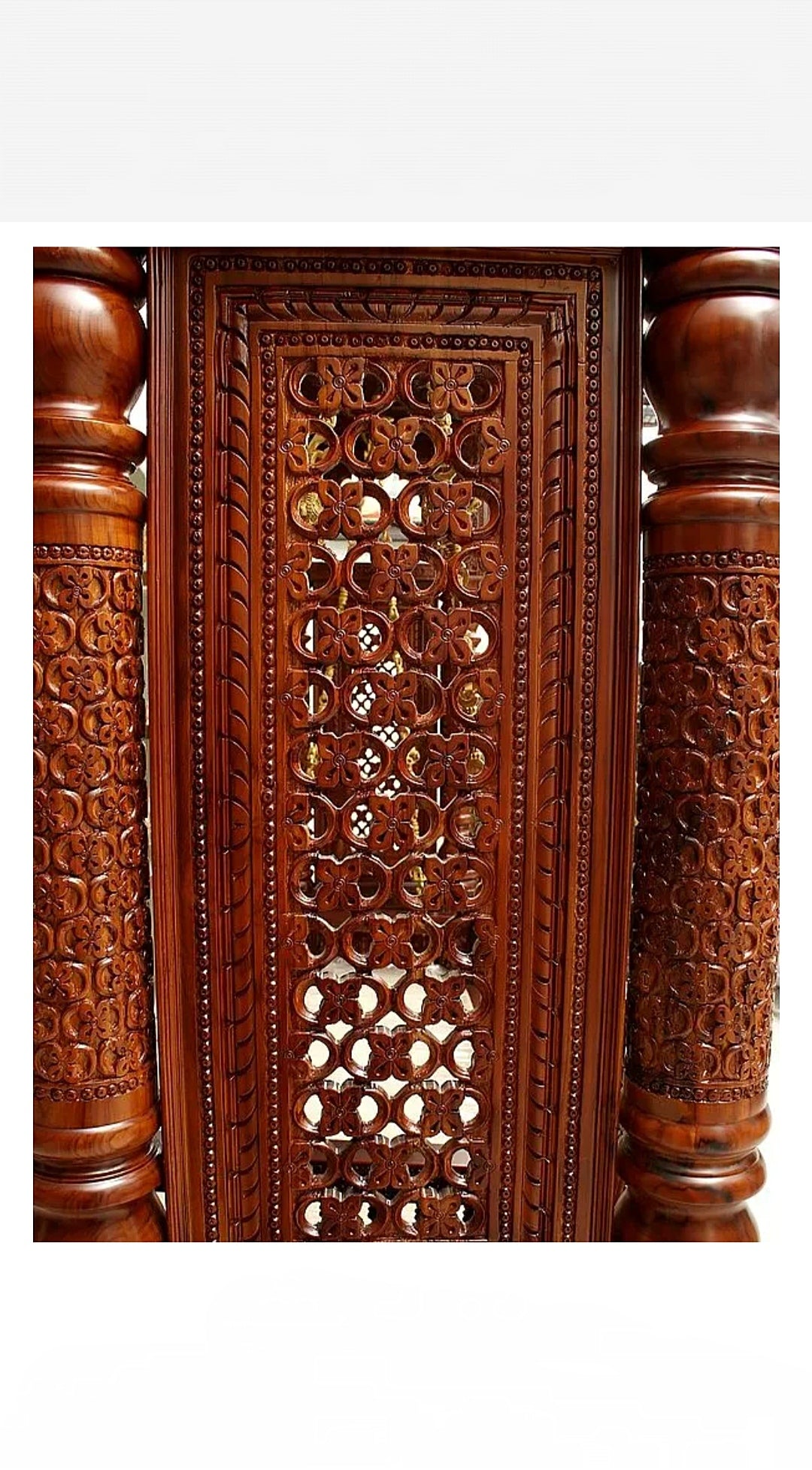 Large Wooden Carved Designer Swing (Jhoola) with Brass Chain Decor