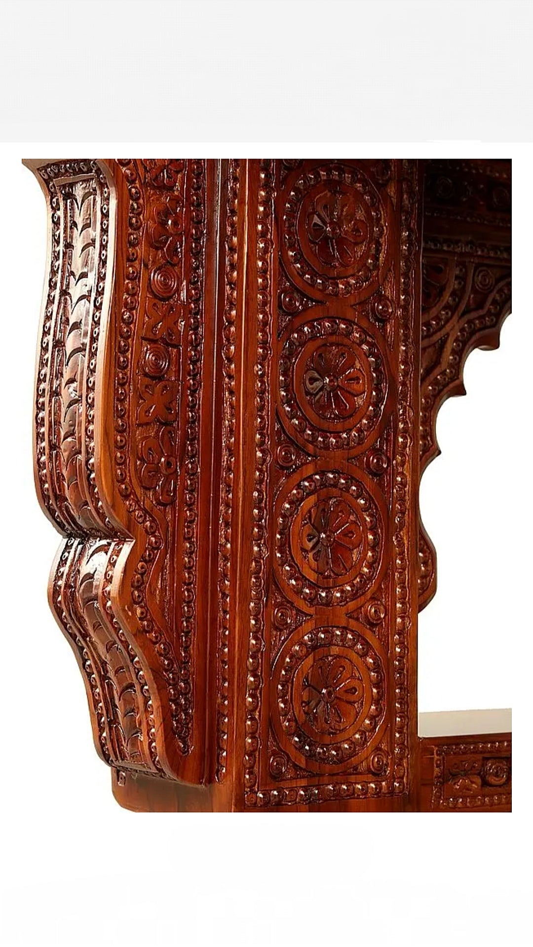Large Wooden Carved Designer Swing (Jhoola) with Brass Chain Decor