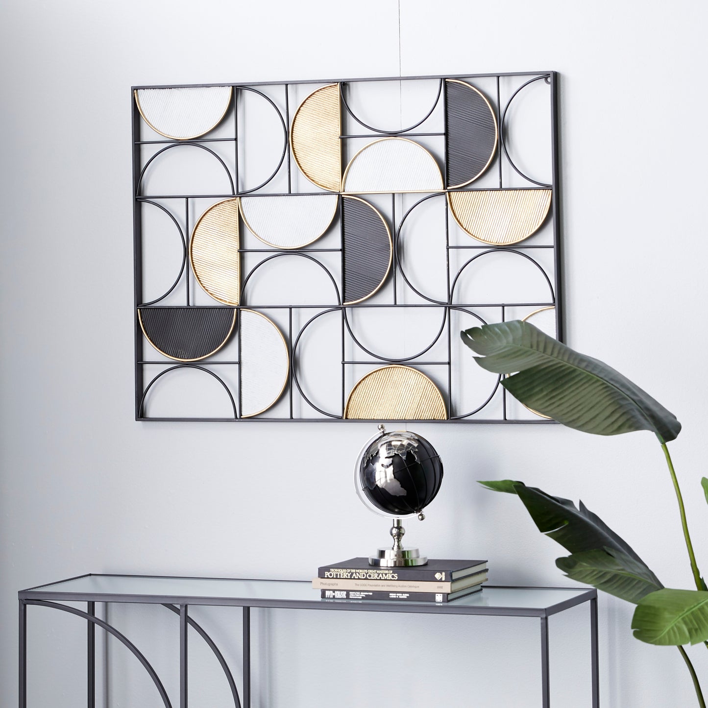 Rectangular Wall Half Circle Multi-Color Metal Wall Art