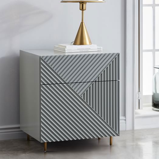 Minimalist Design Bedside Cabinet Table | Modern Design Bedside Table | Modern Geometric Storage Bedside Table with Drawers | Stylish Nightstand for Contemporary Interiors