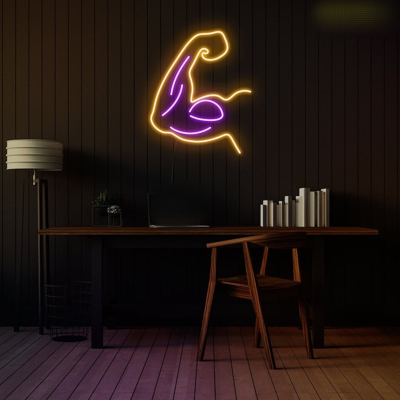 Muscle Neon Sign for Gym, Wall Sign, Neon Lights