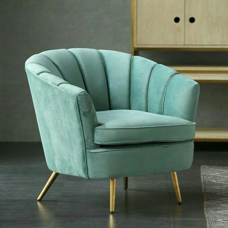 Light Blue Upholstered Single Seater Luxury Sofa