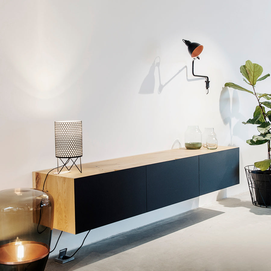 (Exclusive) - Modern Floating TV Cabinet with Minimalist Black Matte Finish & Wooden Top – Stylish Wall-Mounted Media Console
