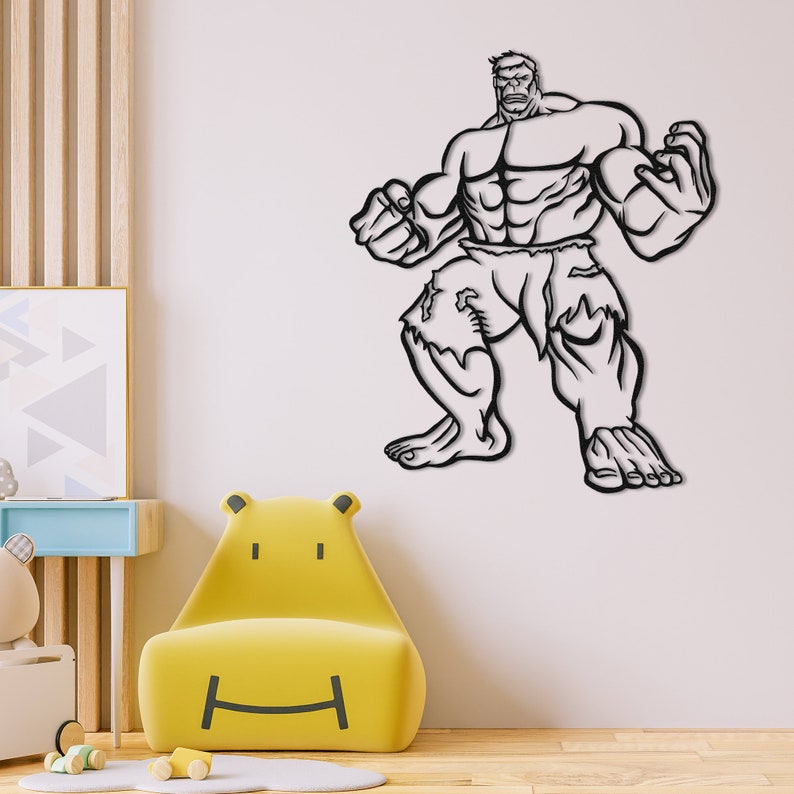 3D Hulk-Inspired Metal Wall Art for Kids' Rooms – Superhero Decor | This Hulk Wall Art From Marvel Characters, Strong Muscular Green Giant, Cartoon Character, Avengers Decor