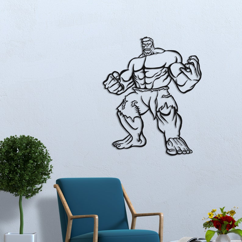 3D Hulk-Inspired Metal Wall Art for Kids' Rooms – Superhero Decor | This Hulk Wall Art From Marvel Characters, Strong Muscular Green Giant, Cartoon Character, Avengers Decor