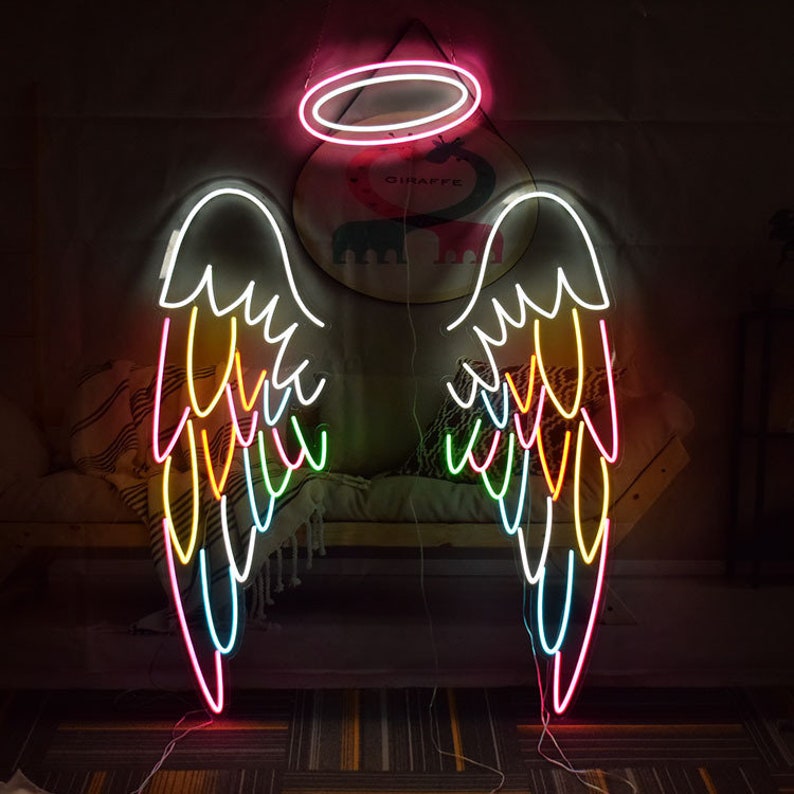Colourful Angel Wings Neon Signs With Ring – squaro™