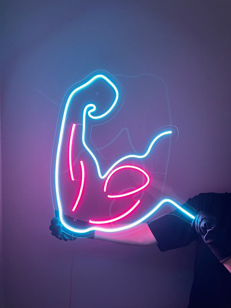 Muscle Neon Sign for Gym, Wall Sign, Neon Lights