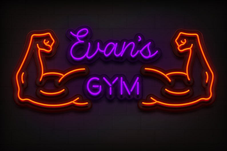 Muscle Neon Sign for Gym With Name, Wall Sign, Neon Lights