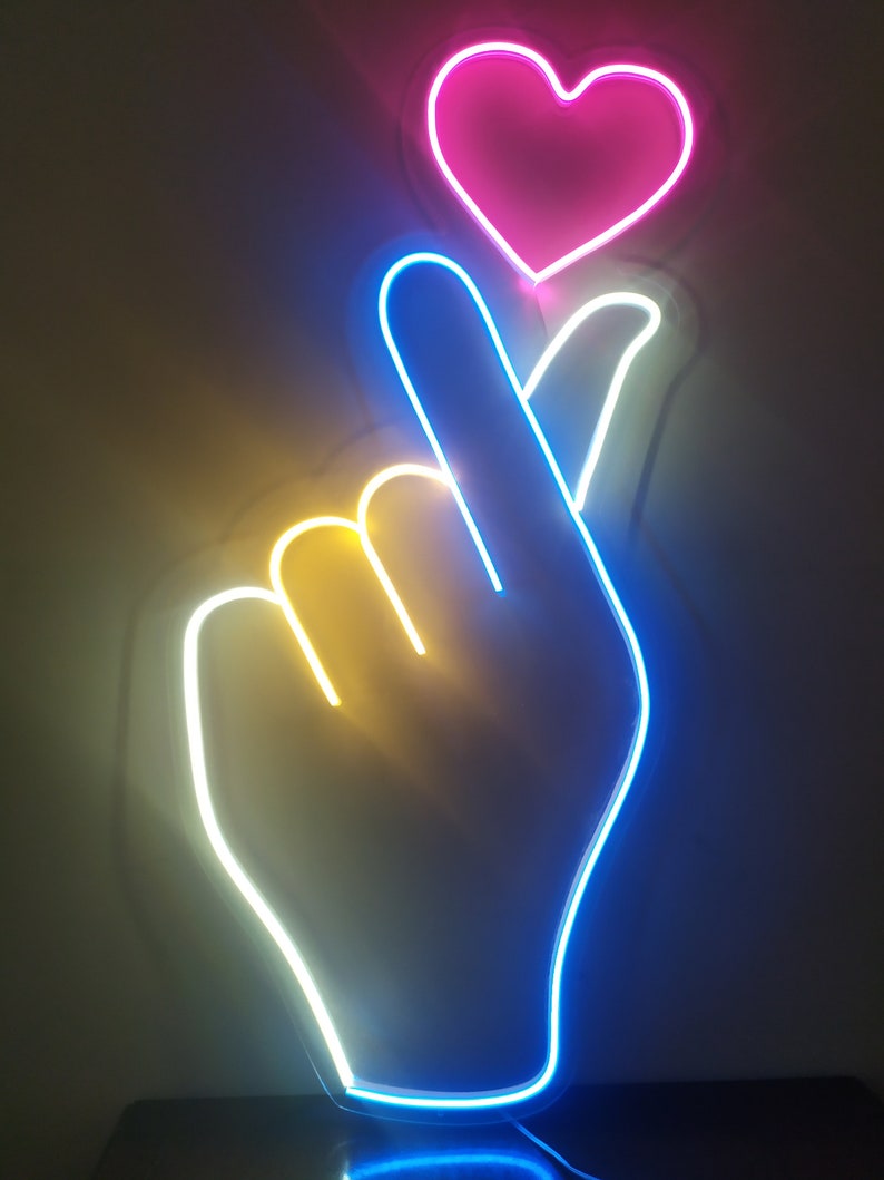 The Finger and Heart! Neon Sign For Decor