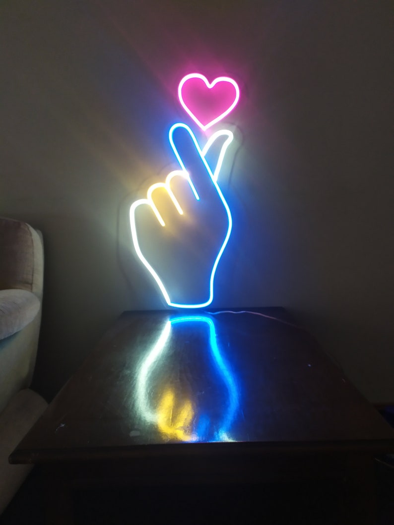 The Finger and Heart! Neon Sign For Decor