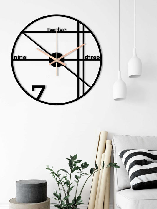 Contemporary Geometric Wall Clock – Stylish Black Metal Design for Modern Design Home & Office Décor